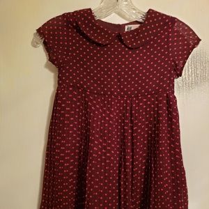 Burgundy/pinm polka-dot children's dress